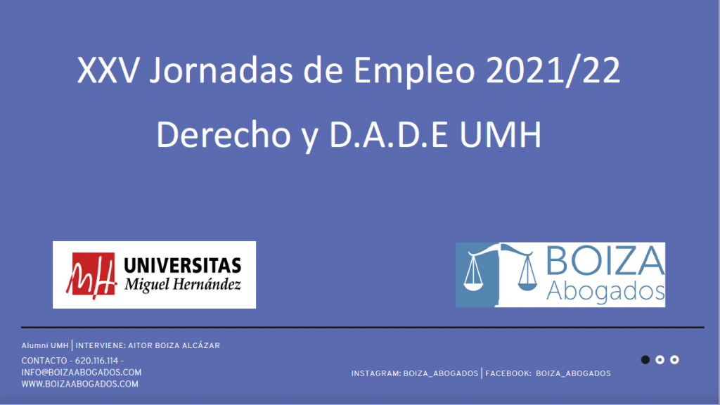 Participación en las XXV Jornadas de Empleo 2021/22 de Derecho y D.A.D.E